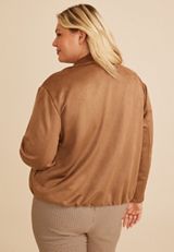 Plus Size Faux Suede Bubble Hem Jacket, C210, small