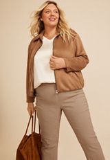 Plus Size Faux Suede Bubble Hem Jacket, C210, small