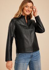 Faux Leather Biker Jacket, C106, small