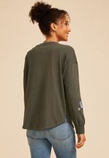 Floral Heart Graphic Long Sleeve Tee, C4033, small