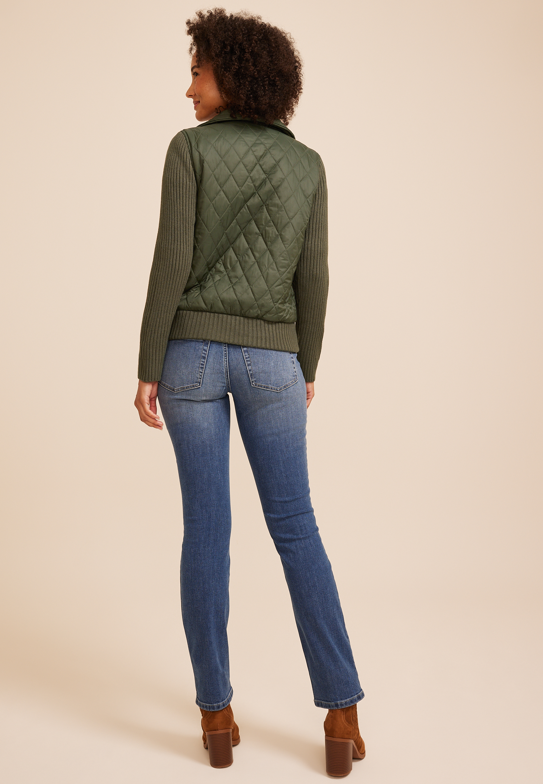 Sweater Sleeve Quilted Jacket, C186, large