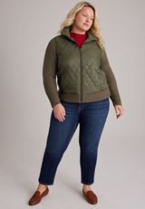 Plus Size Sweater Sleeve Quilted Jacket, C186, small