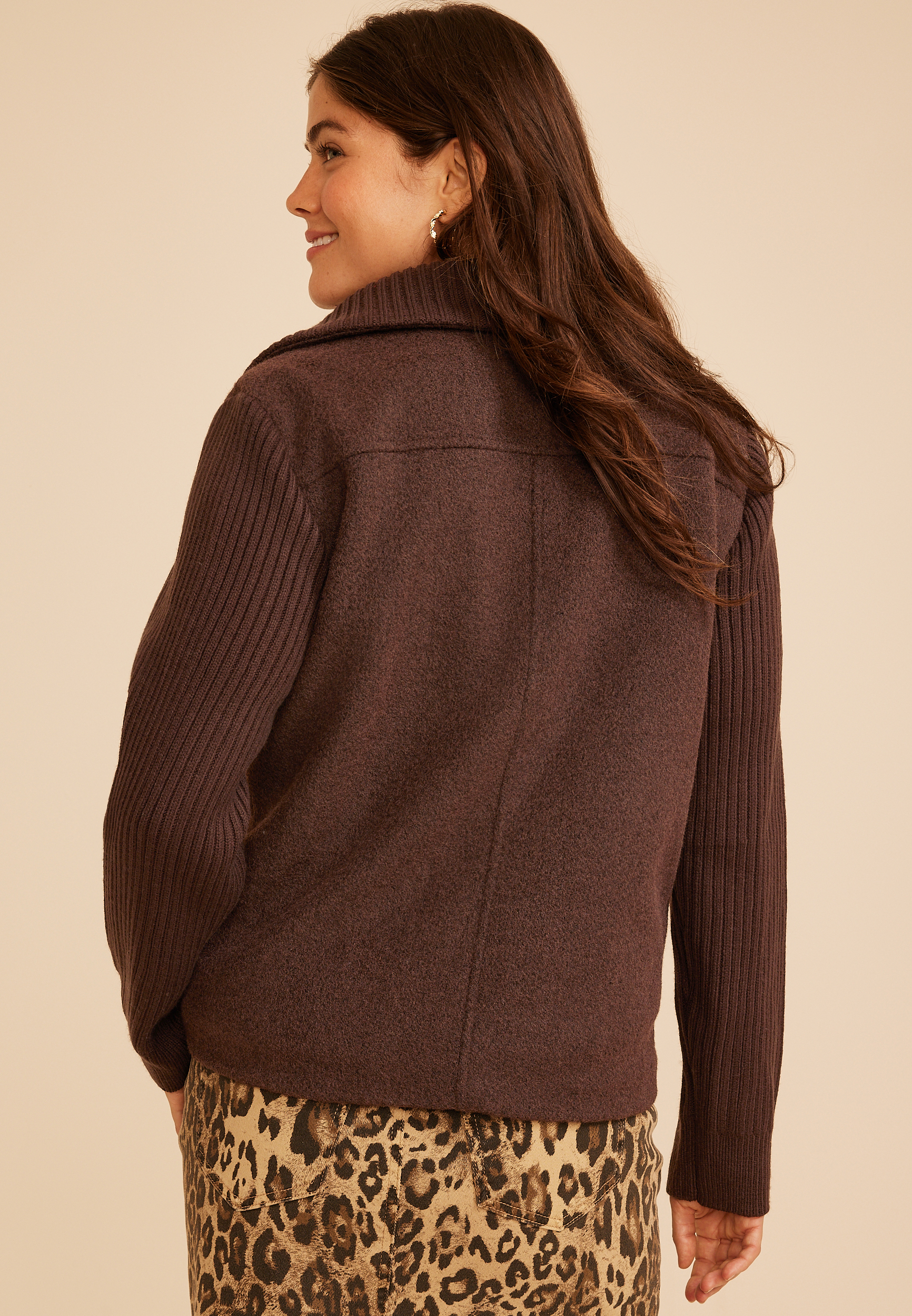 Sweater Sleeve Jacket, COFFEE BEAN, large