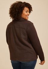 Plus Size Sweater Sleeve Jacket, COFFEE BEAN, small