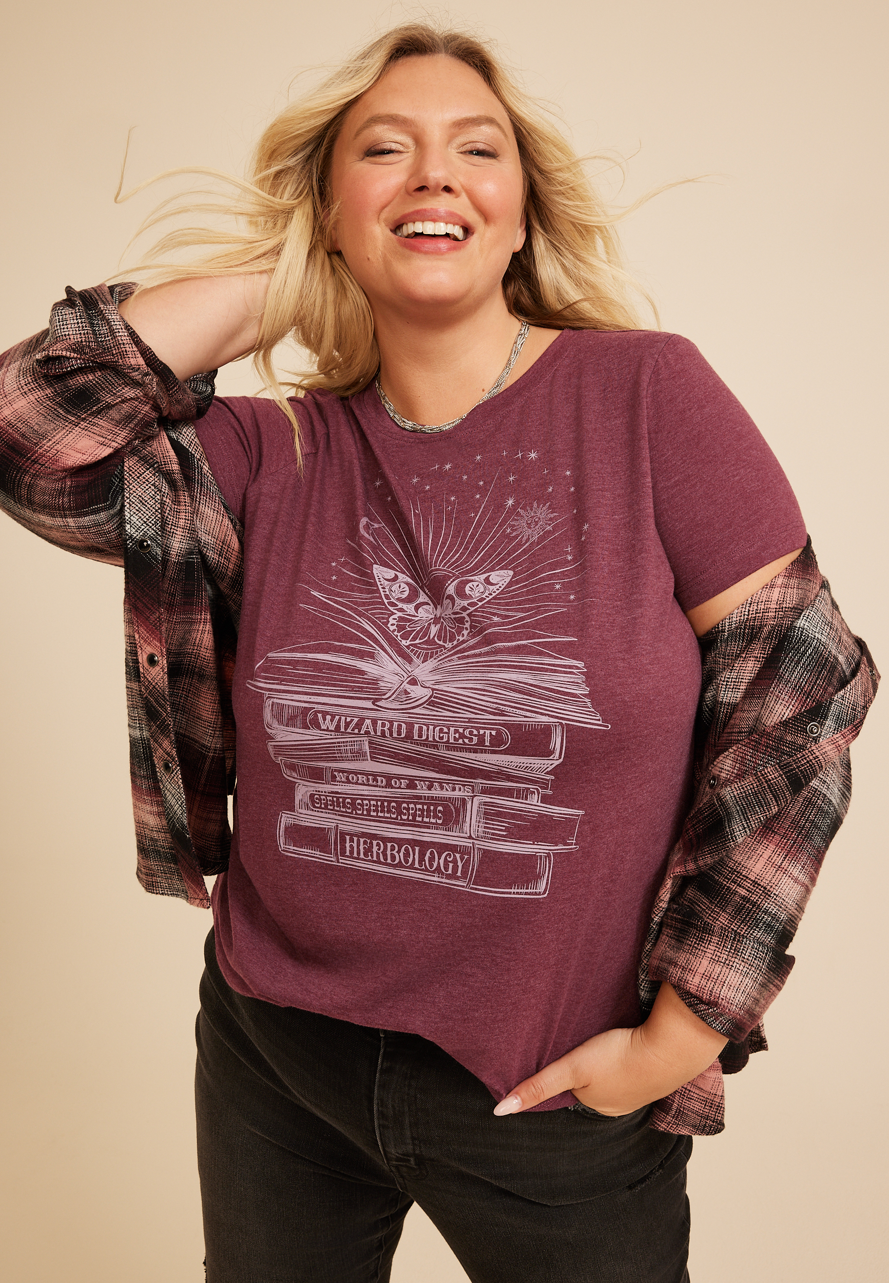 Plus Size Wizard Digest Butterfly Classic Fit Graphic Tee, C7923, large