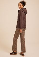 Hooded Knit Sleeve Puffer Jacket, COFFEE BEAN, small