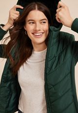 Hooded Knit Sleeve Puffer Jacket, C7147, small