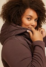 Plus Size Hooded Knit Sleeve Puffer Jacket, COFFEE BEAN, small