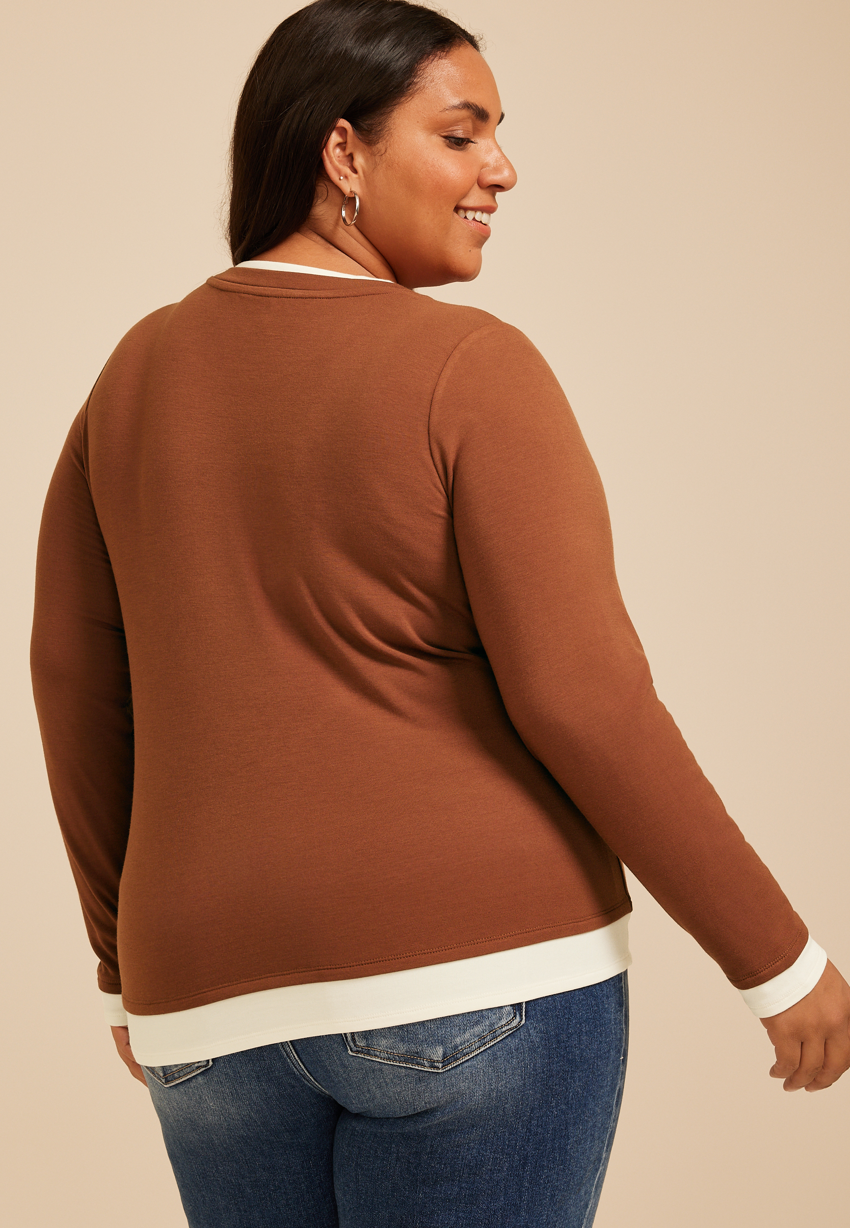 Plus Size 24/7 Twofer Long Sleeve Tee, C7859, large