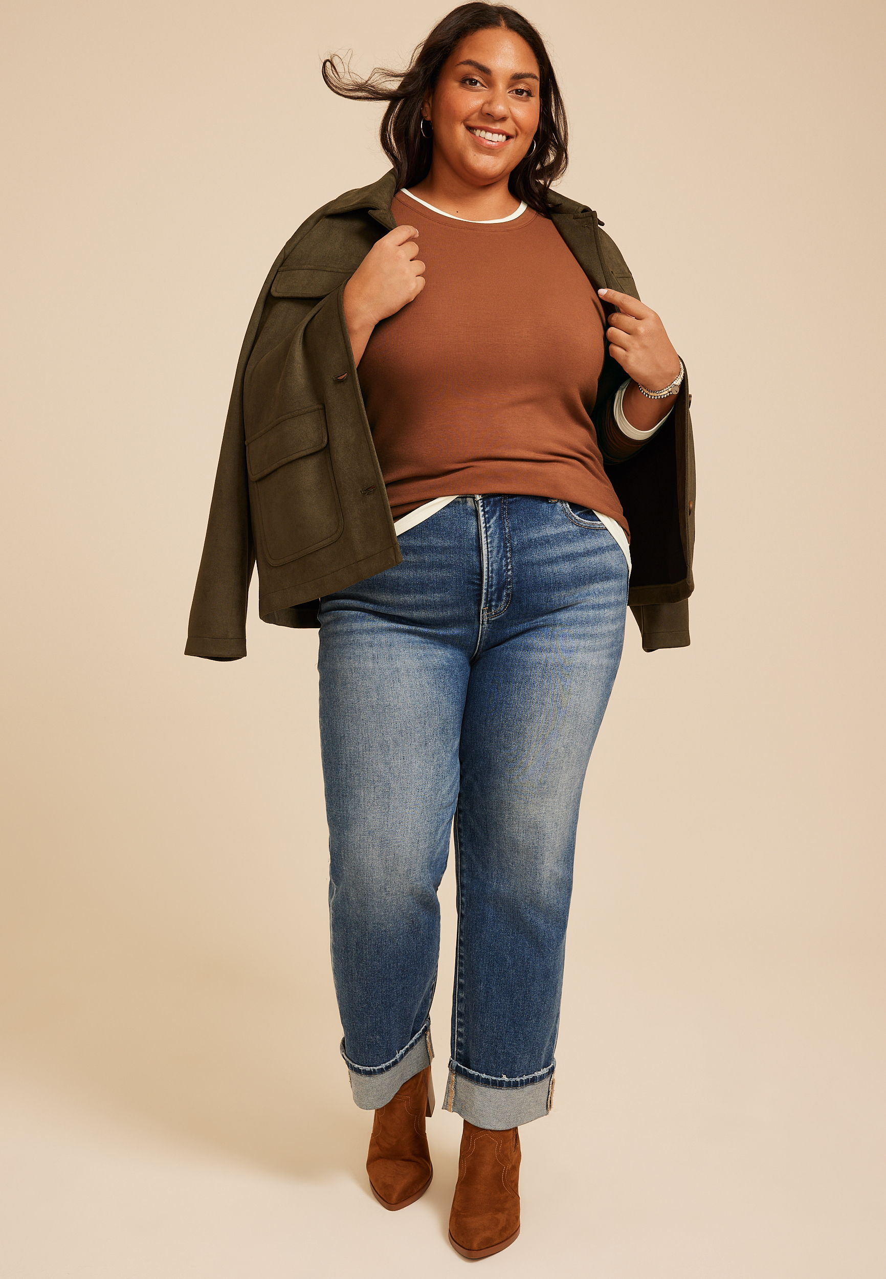 Plus Size 24/7 Twofer Long Sleeve Tee, C7859, large