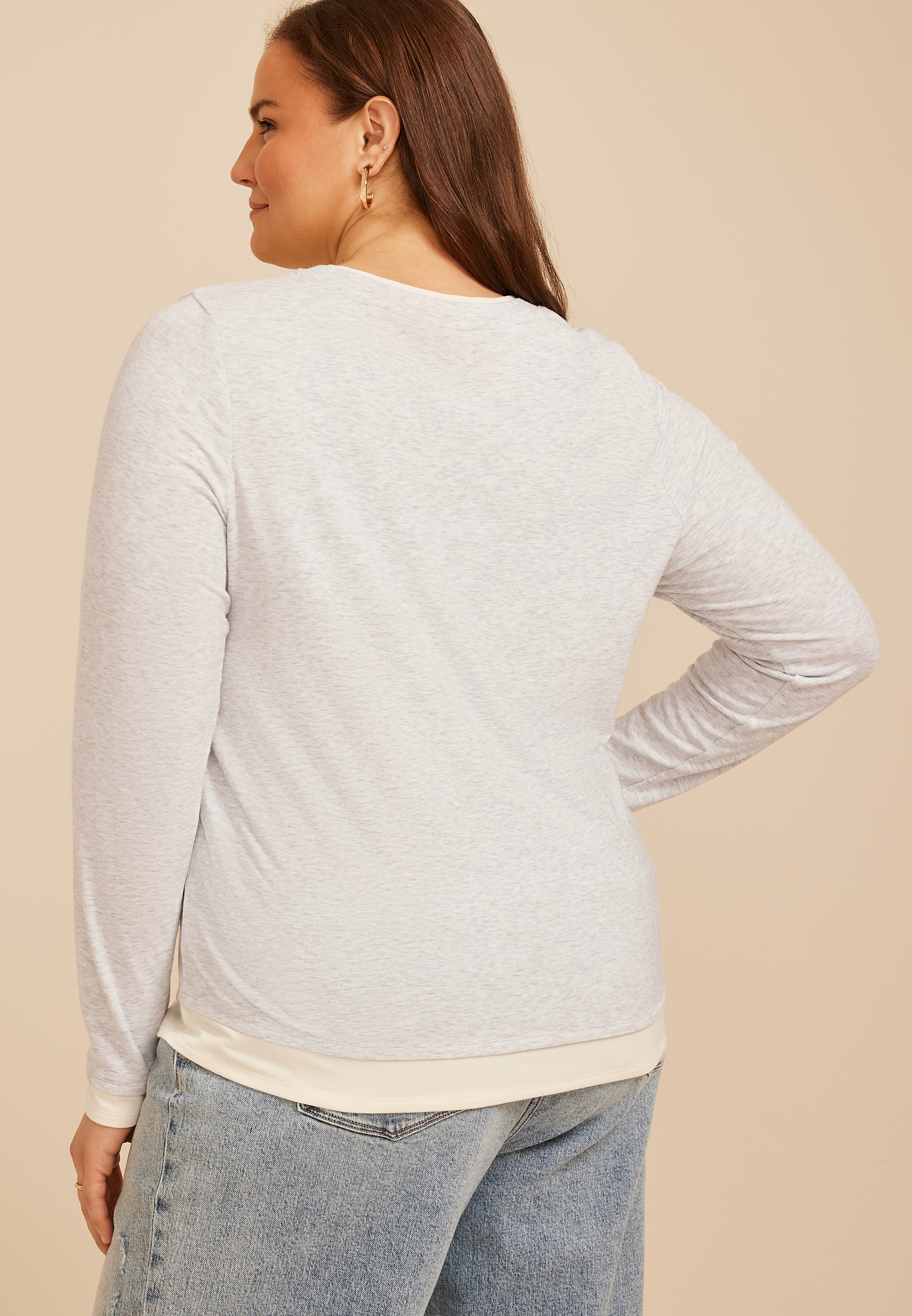 Plus Size 24/7 Twofer Long Sleeve Tee, C3348, large