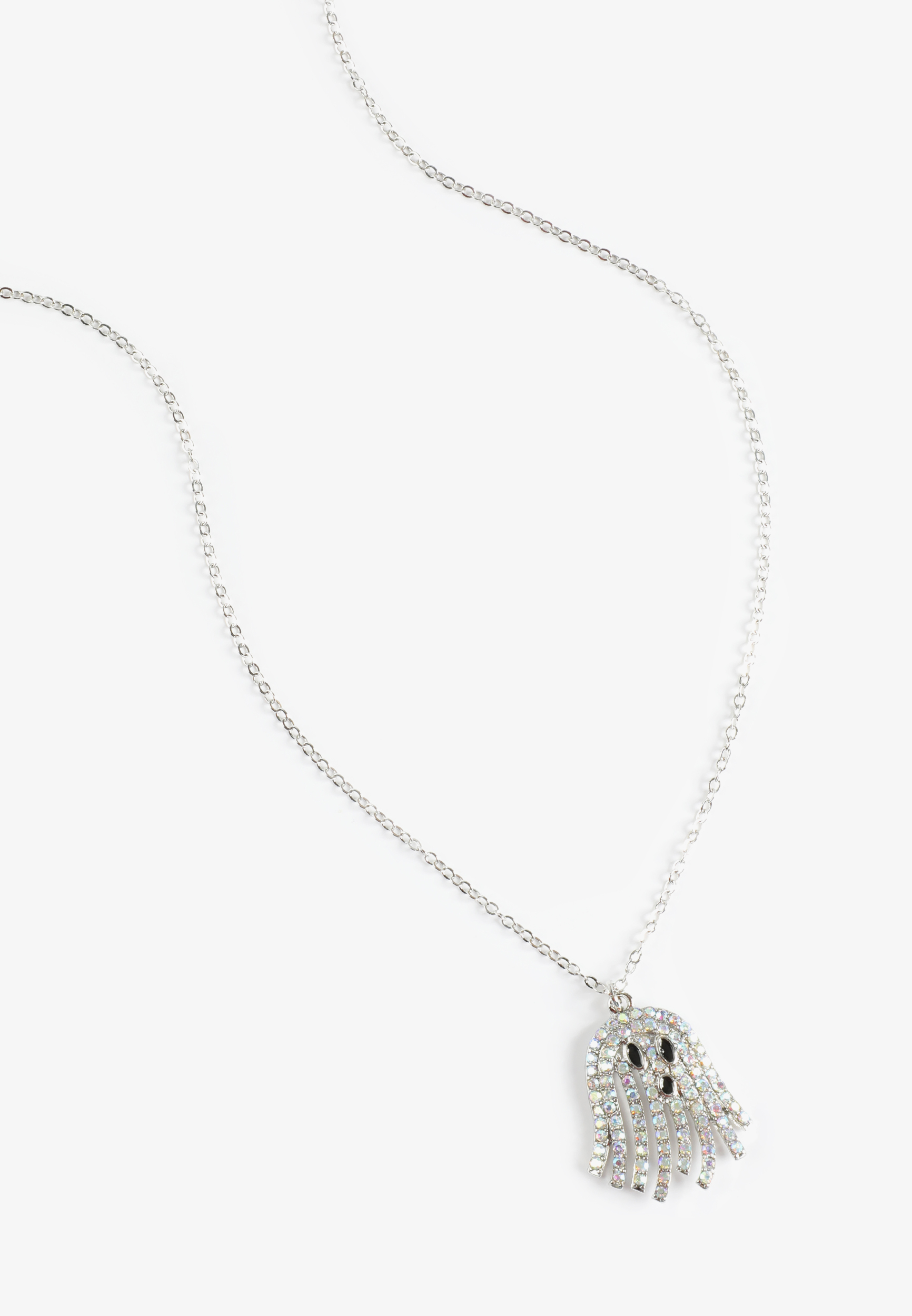 Rhinestone Ghost Pendant Necklace