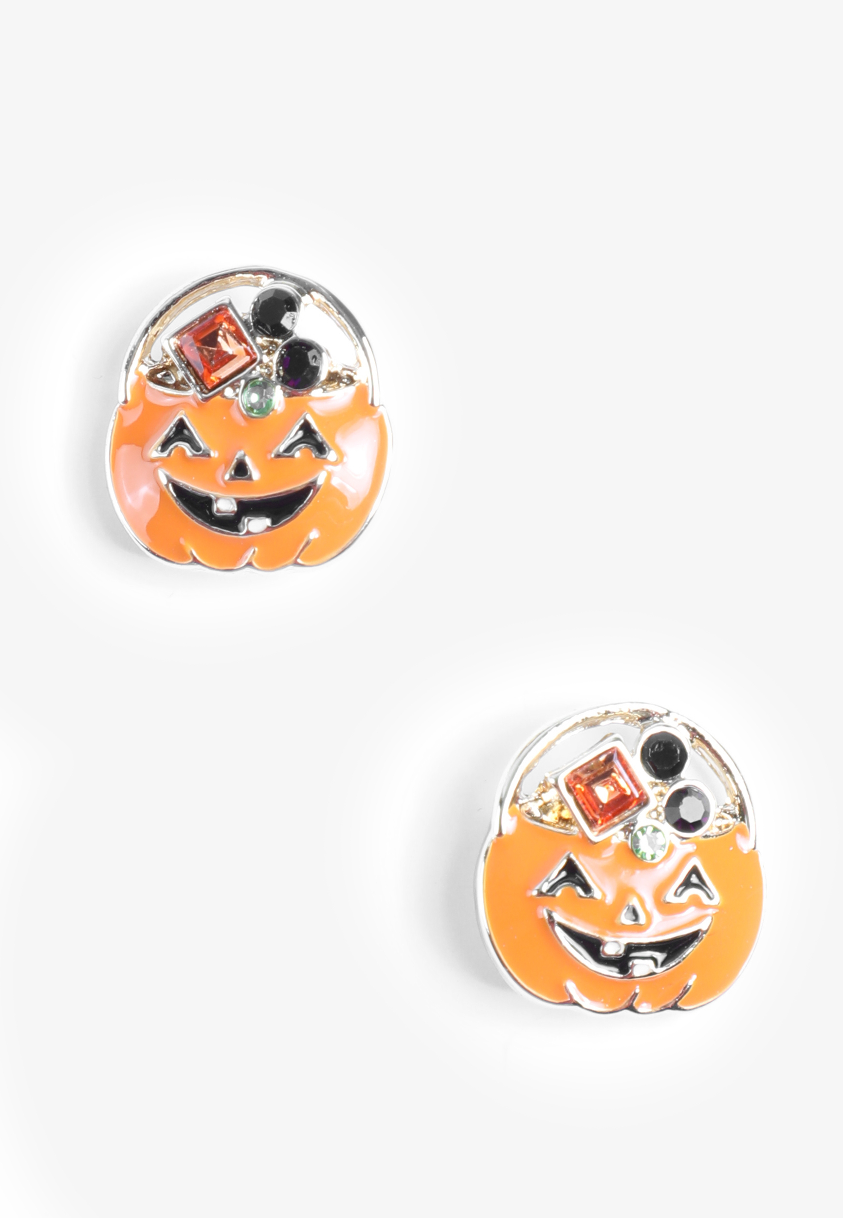 Jack O Lantern Rhinestone Stud Earrings