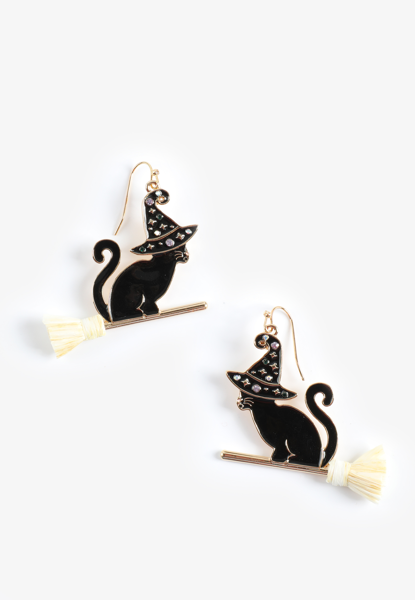 Black Cat Witch Hat Earrings
