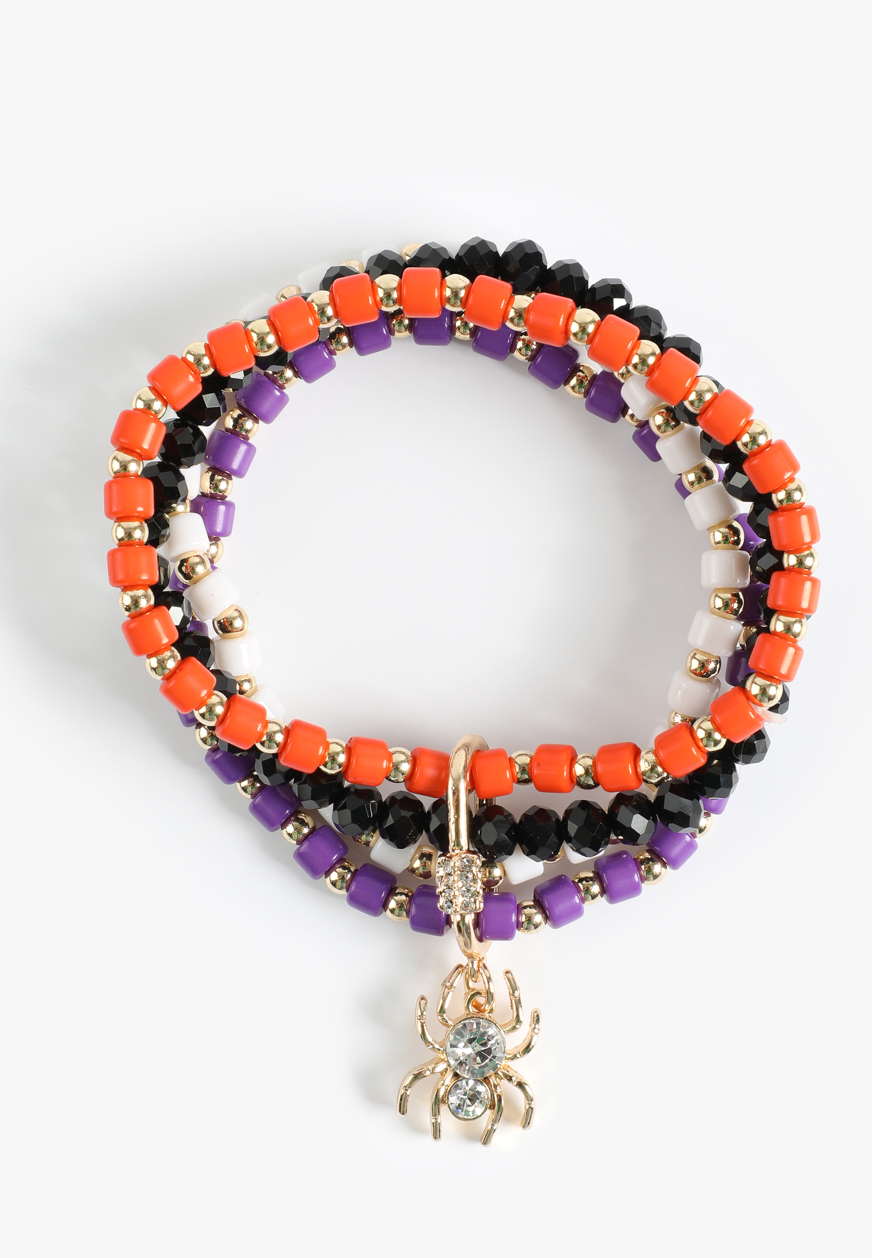 Halloween Spider Charm Beaded Bracelet Set