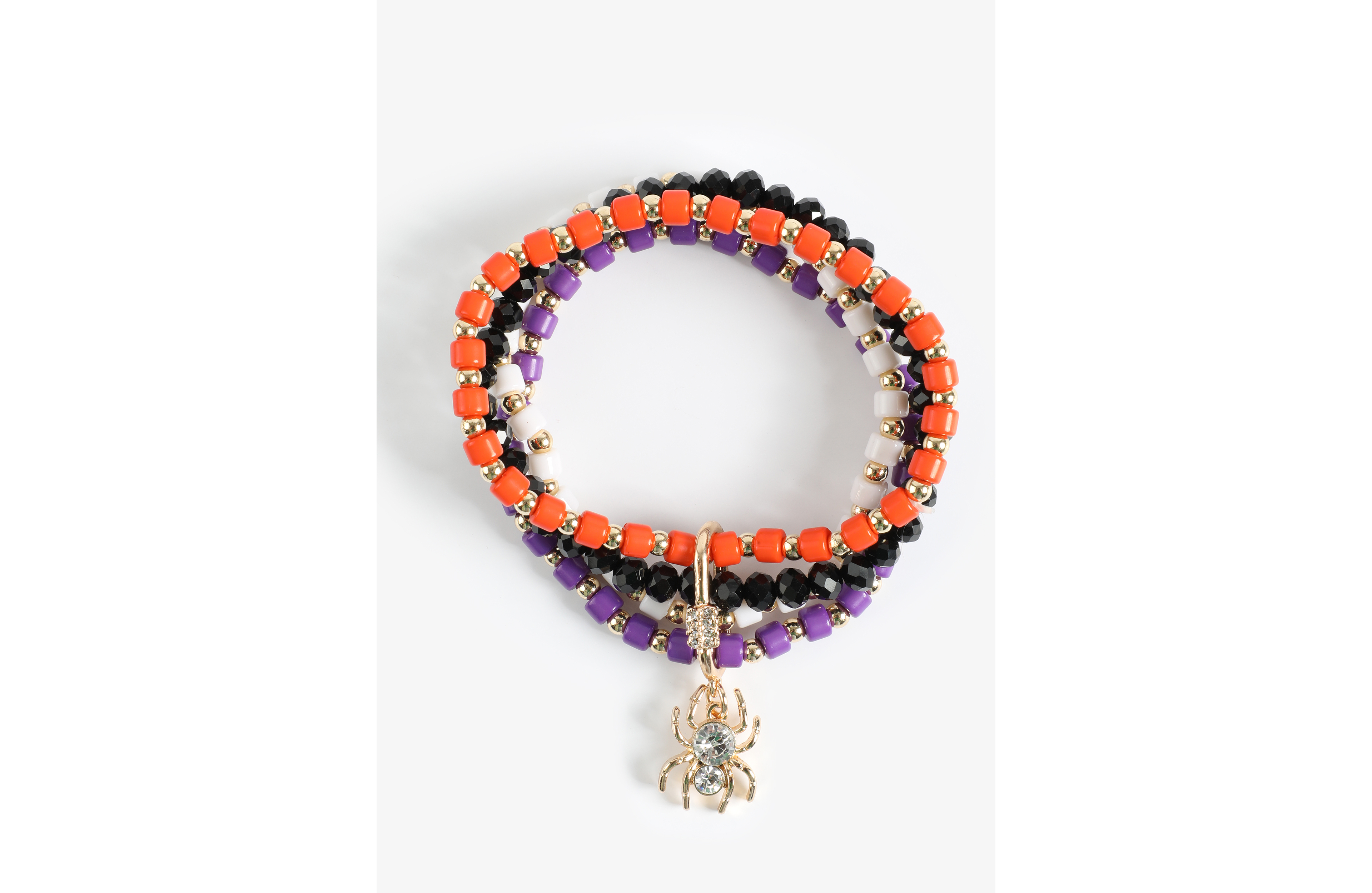 Halloween Spider Charm Beaded Bracelet Set