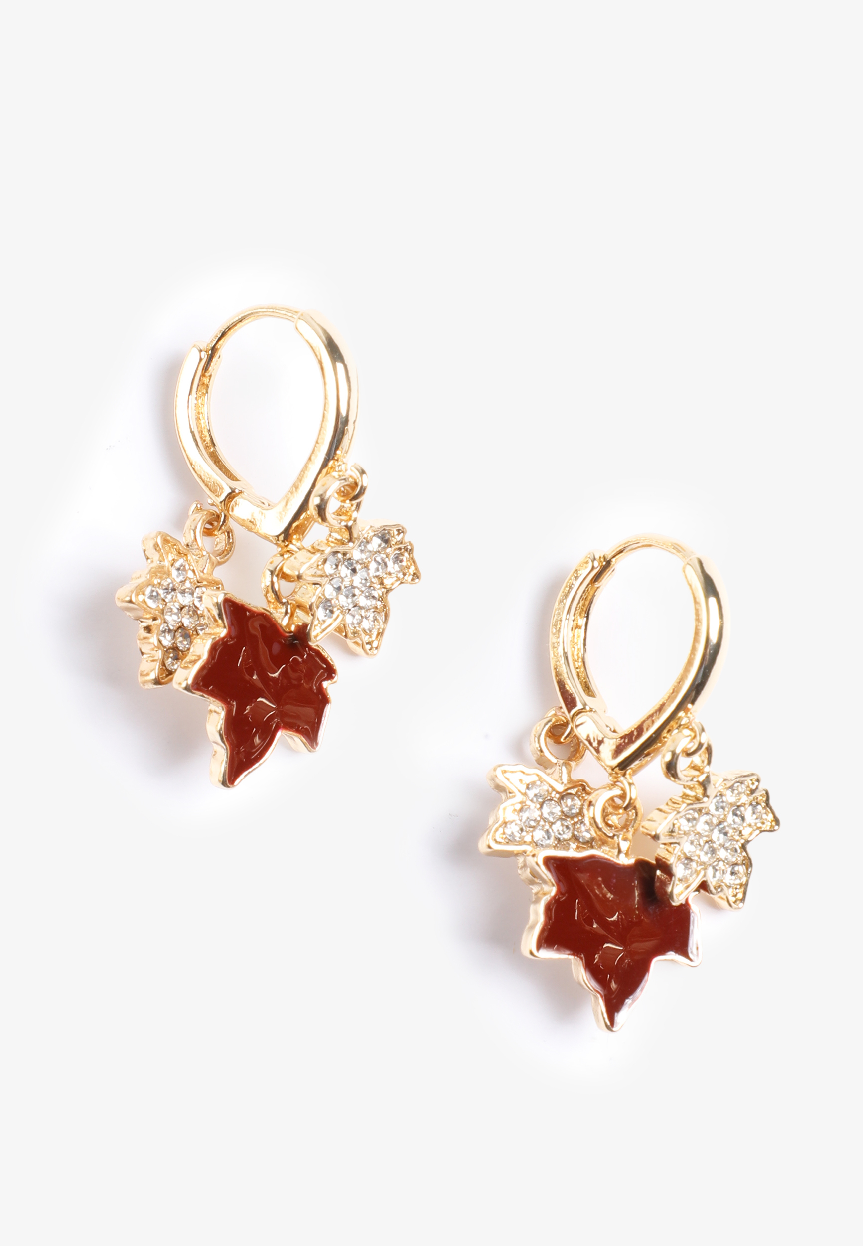 Fall Leaf Charm Hoop Earrings