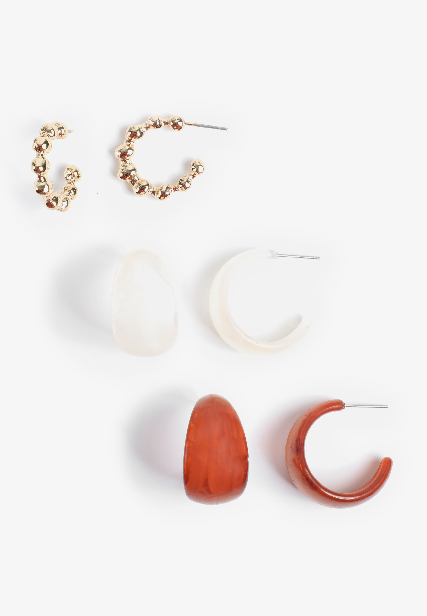 Mixed Resin And Goldtone Hoop Earring Set