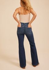 Risen Jeans® Mid Rise Tummy Control Panel Trouser Hem Flare Jean, C258, small