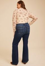 Plus Size Risen Jeans® Mid Rise Tummy Control Panel Trouser Hem Flare Jean, C258, small