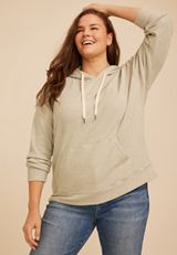 Plus Size Cozy Textured Waffle Hoodie, C9161, small