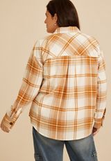 Plus Size Plaid Button Down Flannel Shirt, C216, small