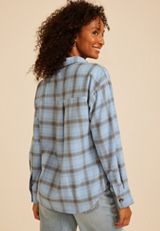 Plaid Button Down Flannel Shirt, C1091, small