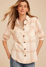 Plaid Button Down Flannel Shirt, C5330, small