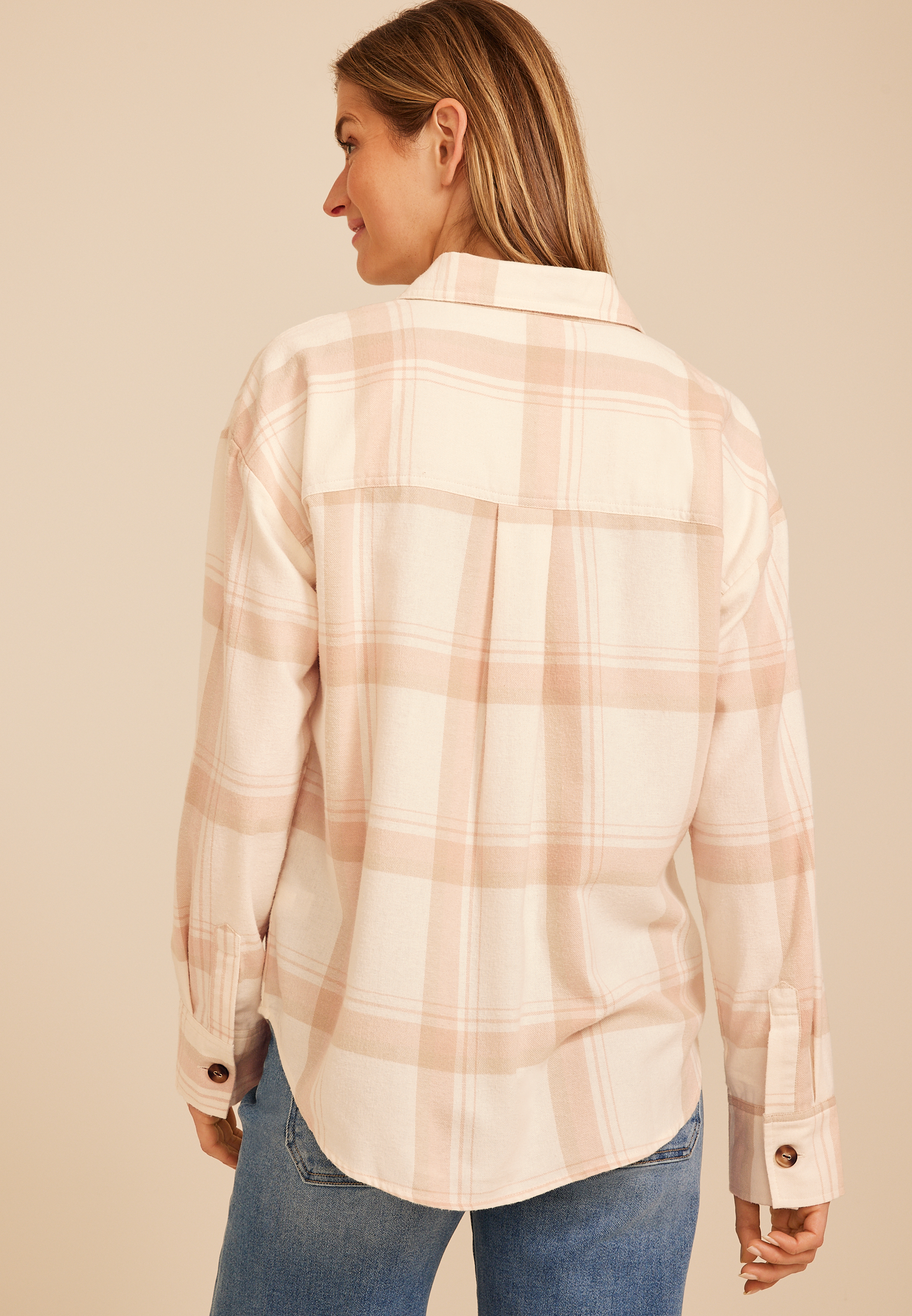 Plaid Button Down Flannel Shirt, C5330, large