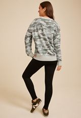 Camo Washed Terry V Neck Sweatshirt, C8897, small