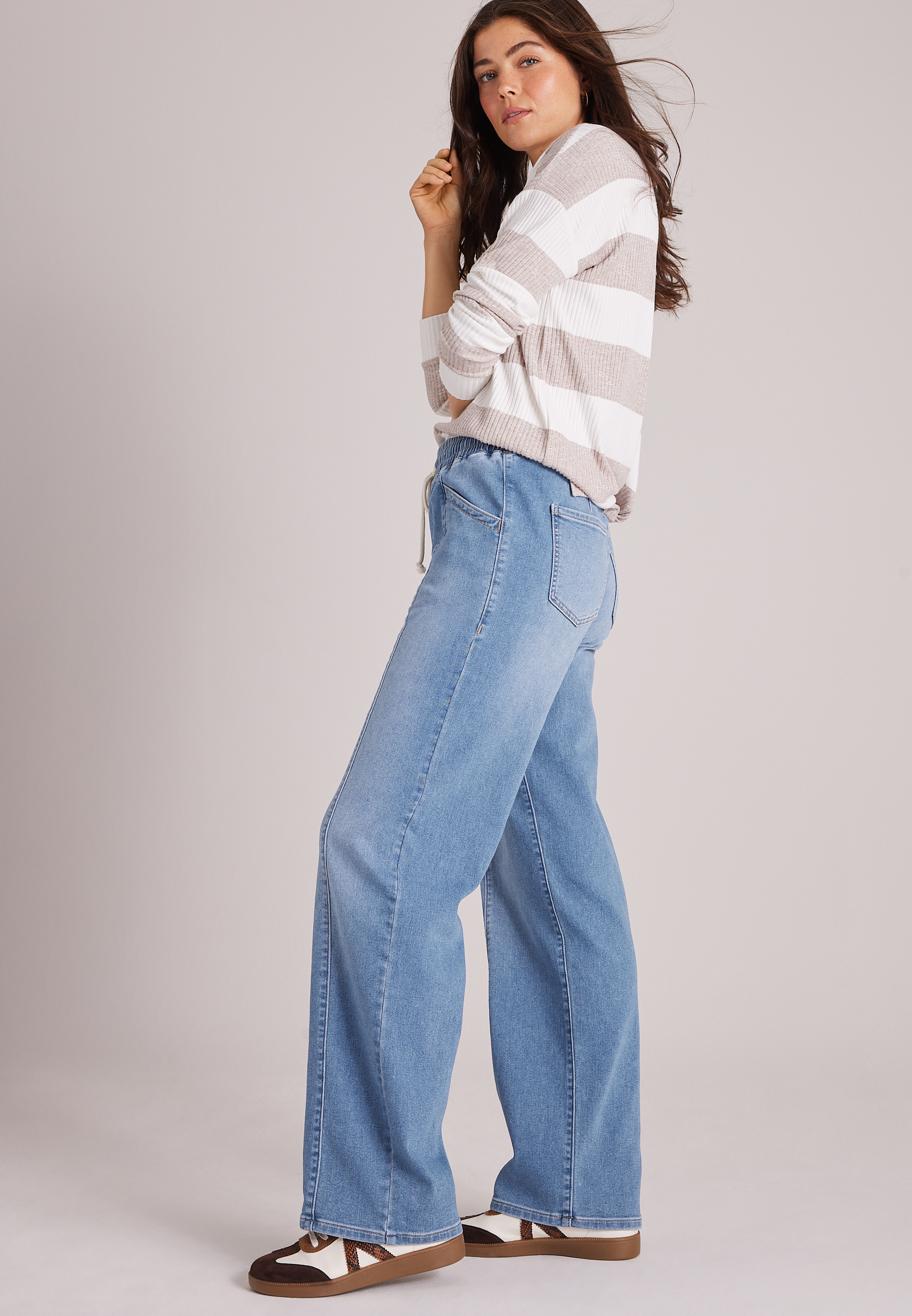 m jeans by maurices™ High Rise Soft Pull On Wide Leg Jean, C3337, large