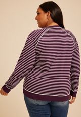 Plus Size Striped Crew Neck Sweatshirt, C9028, small