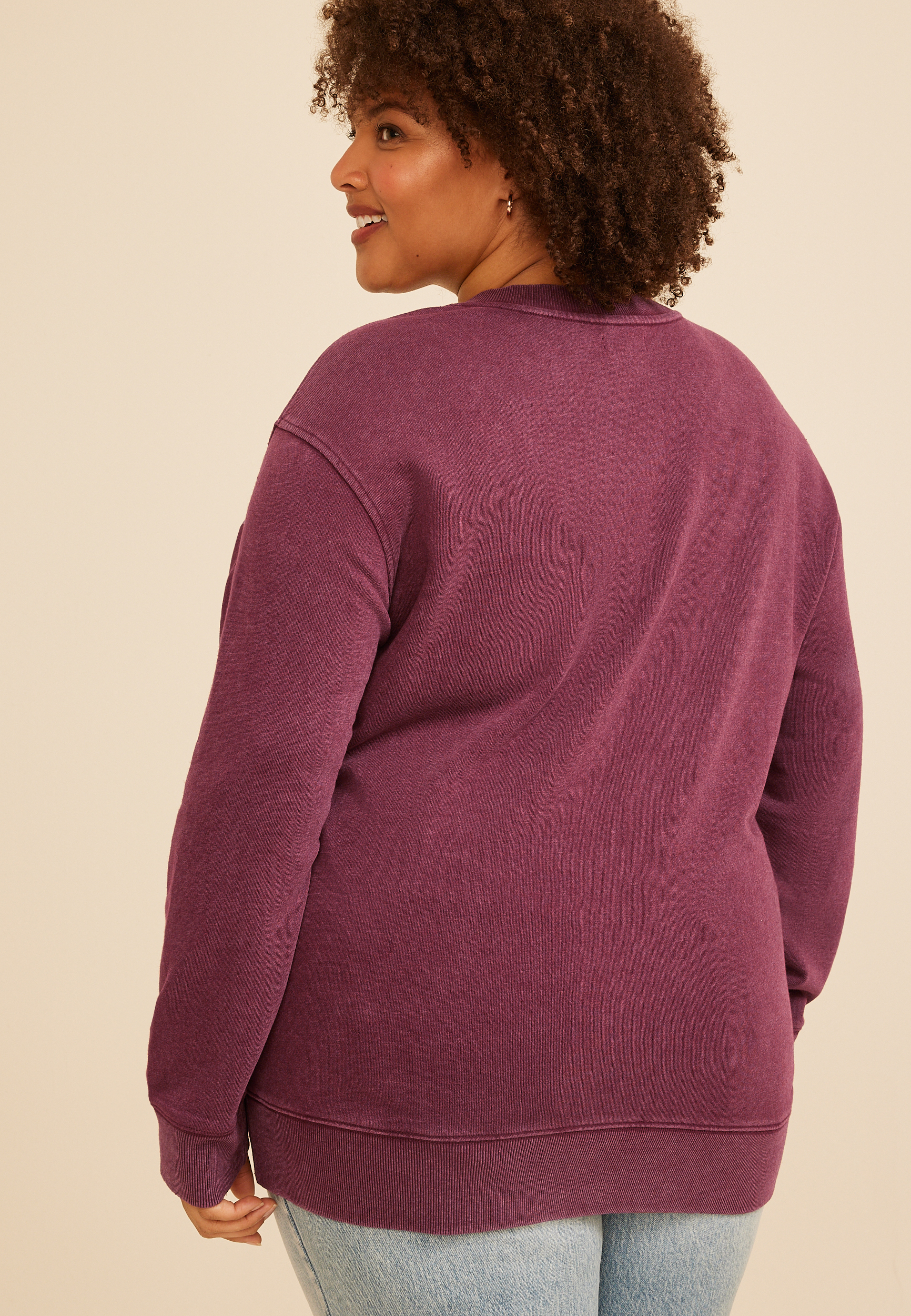 Plus Size Dandelion V Neck Sweatshirt, C830, large