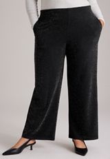 Plus Size Studio Y High Rise Sparkle Wide Leg Pants, C106, small