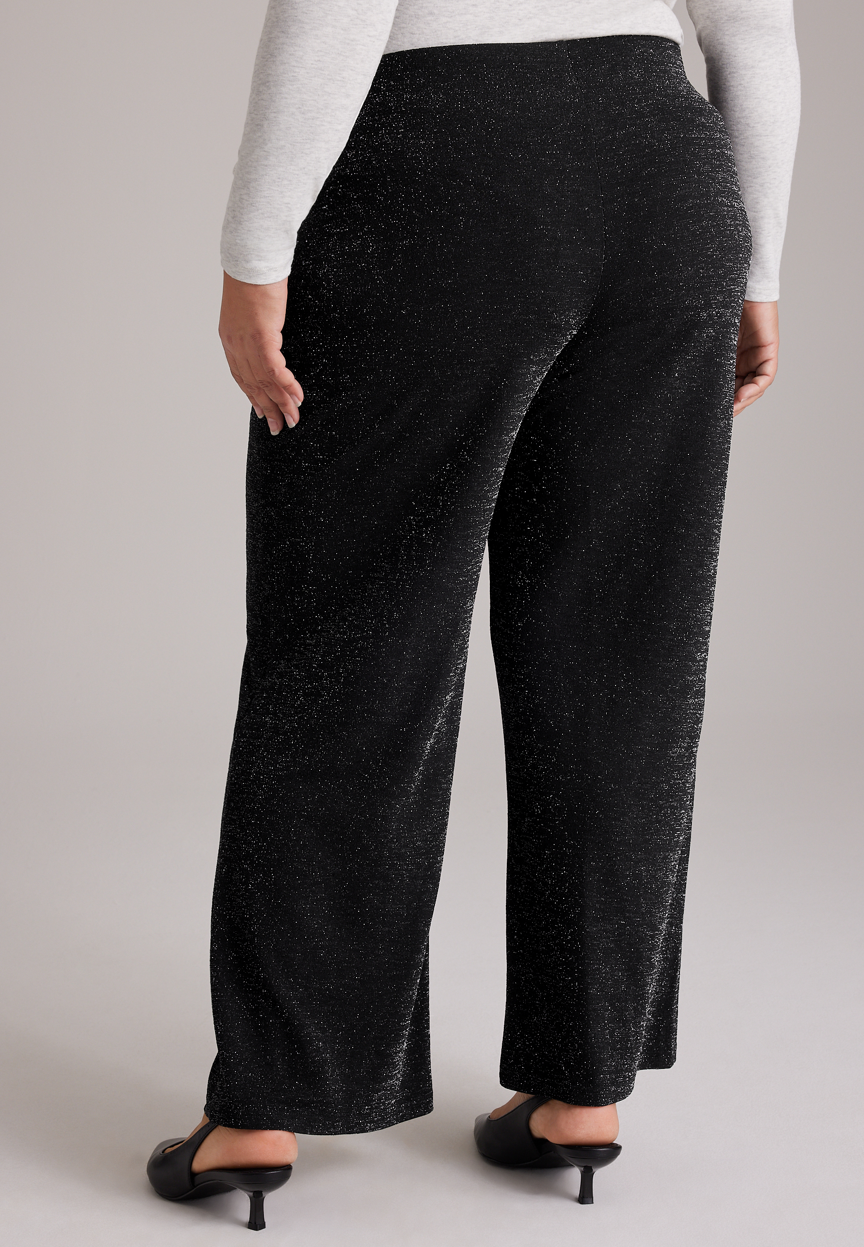 Plus Size Studio Y High Rise Sparkle Wide Leg Pants, C106, large