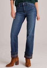 m jeans by maurices™ High Rise Plaid Cuffed Relaxed Straight Jeans, C258, small