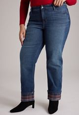 Plus Size m jeans by maurices™ High Rise Plaid Cuffed Relaxed Straight Jeans, C258, small