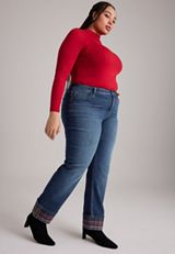 Plus Size m jeans by maurices™ High Rise Plaid Cuffed Relaxed Straight Jeans, C258, small