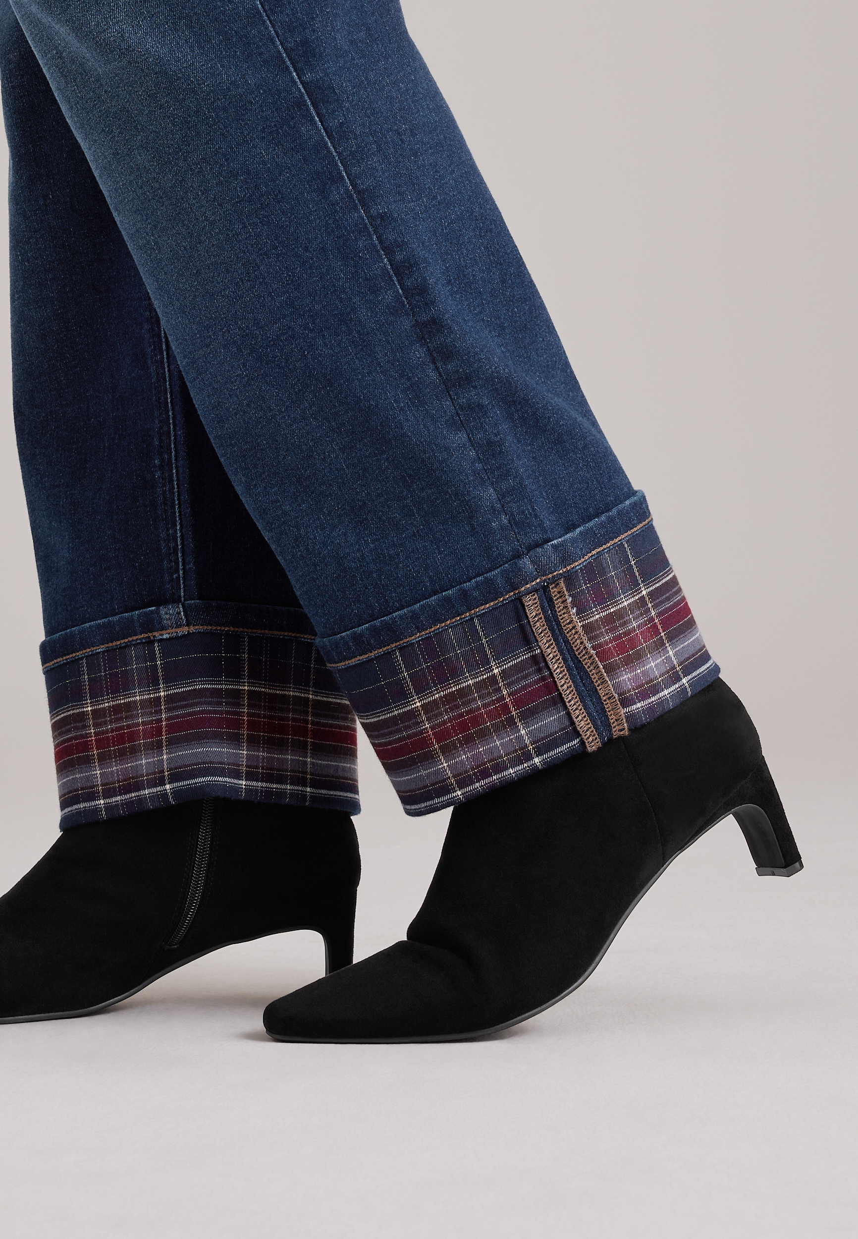 Plus Size m jeans by maurices™ High Rise Plaid Cuffed Relaxed Straight Jeans, C258, large