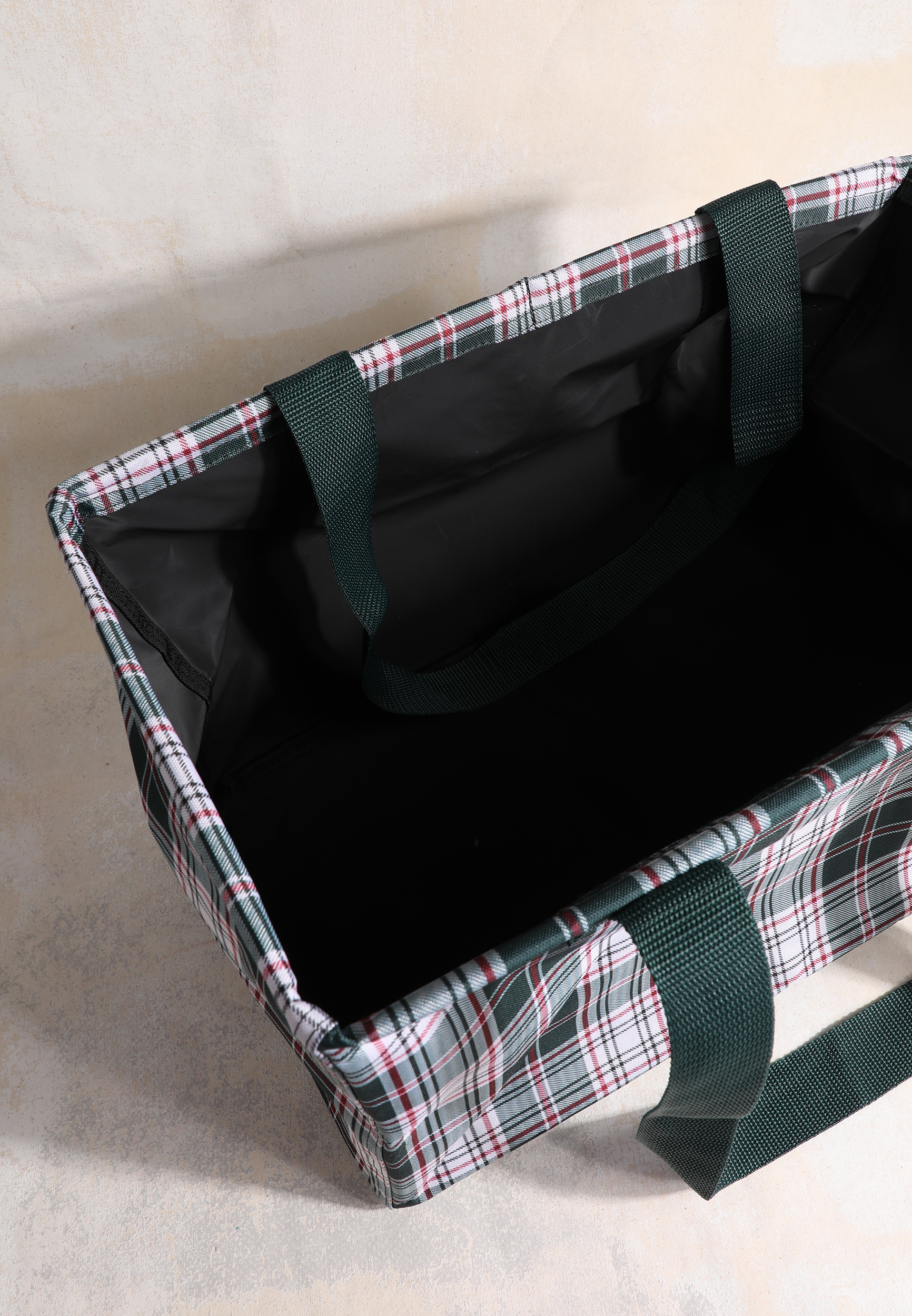 Holiday Everyday Adventure Plaid Foldable Tote, C9580, large