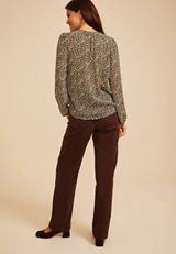 Animal Chiffon Henley Blouse, C5899, small