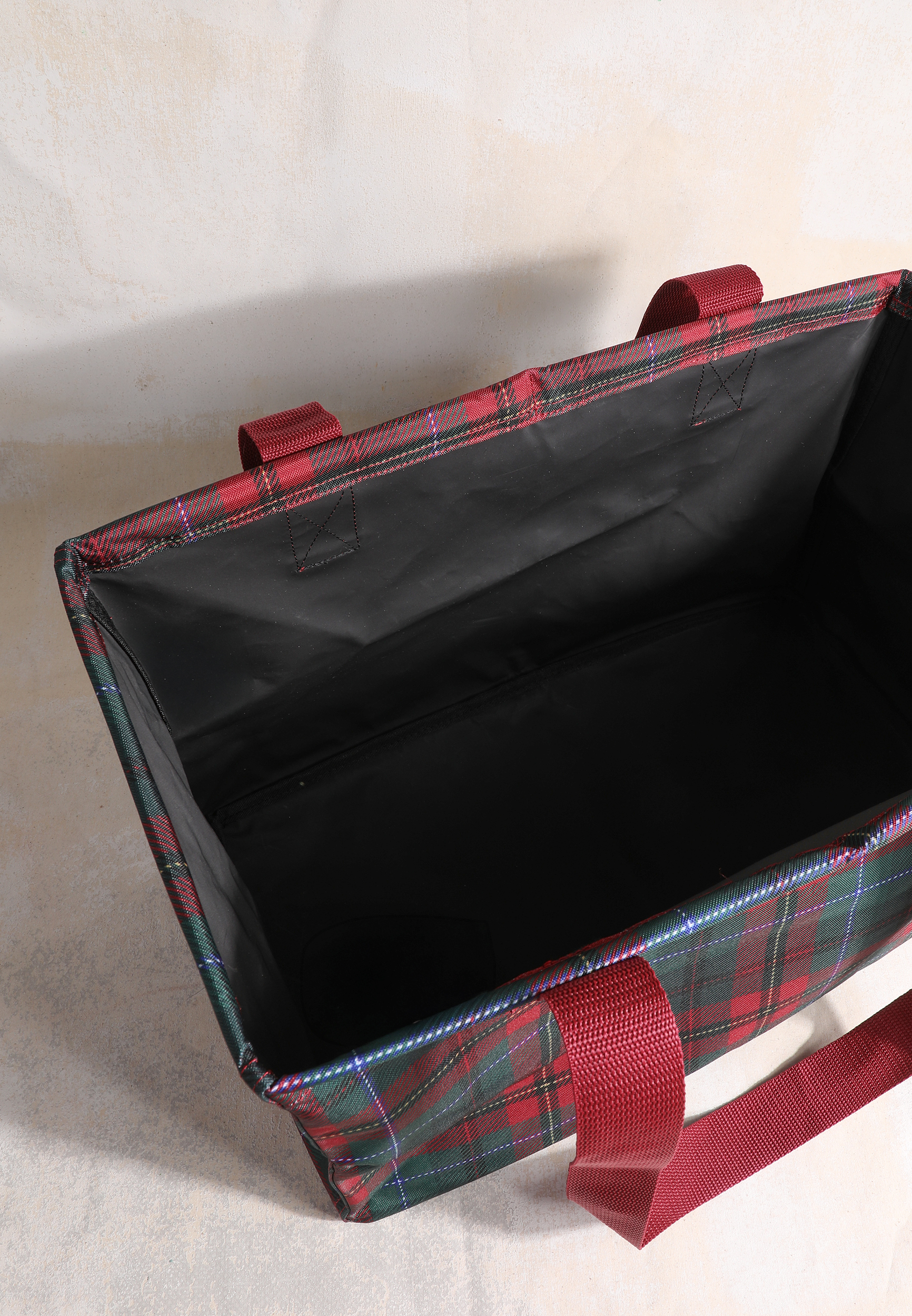 Holiday Everyday Adventure Plaid Foldable Tote, C2136, large