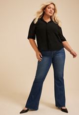 Plus Size Chiffon Utility Blouse, C106, small