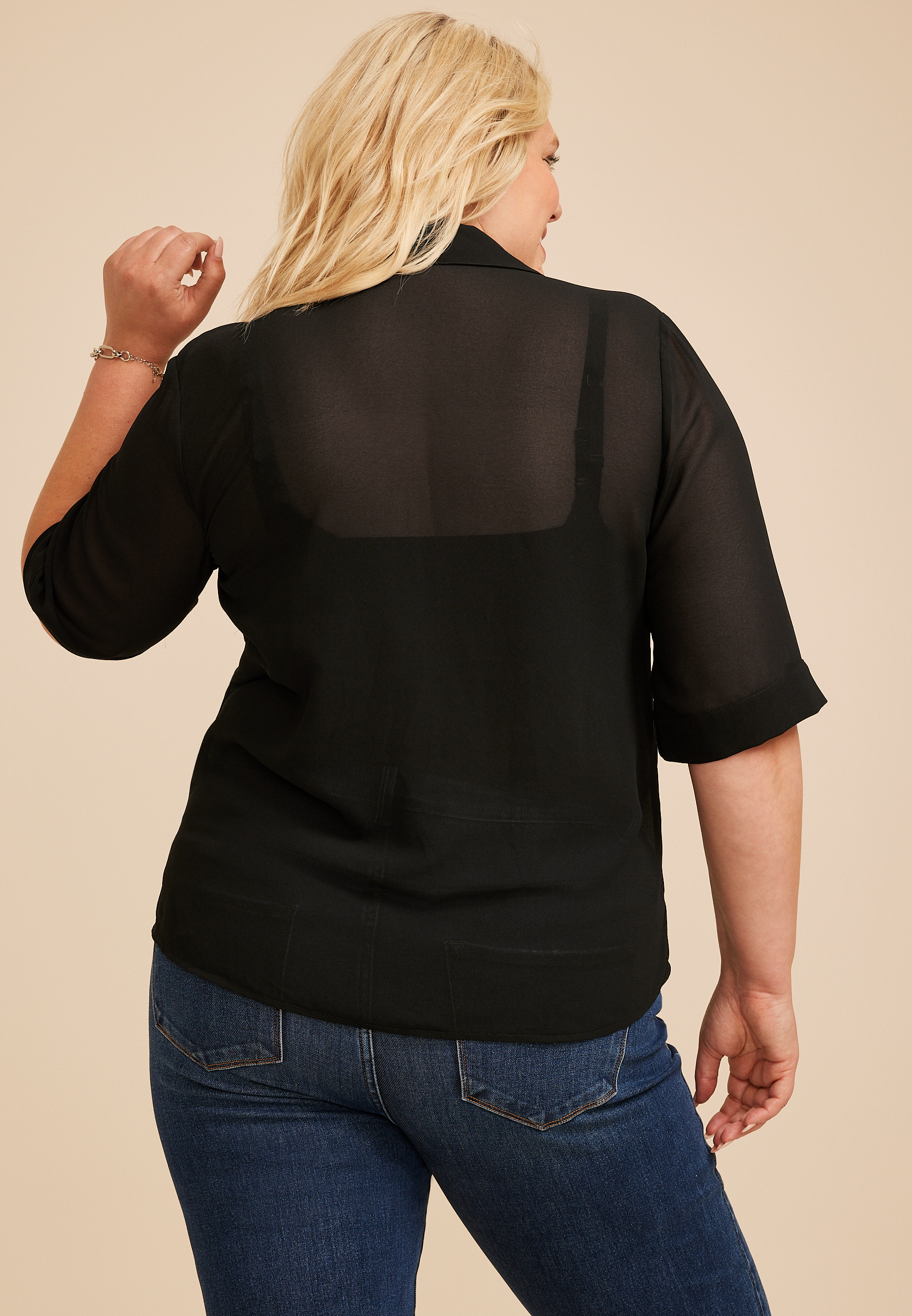 Plus Size Chiffon Utility Blouse, C106, large