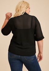 Plus Size Chiffon Utility Blouse, C106, small