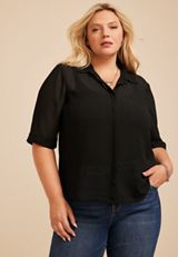 Plus Size Chiffon Utility Blouse, C106, small