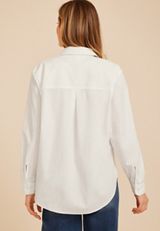 Long Sleeve White Button Down Poplin Shirt, C6245, small