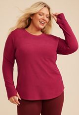 Plus Size 24/7 Brushed Thumbhole Long Sleeve Tee, C1676, small