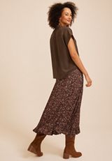 Split Neck Collared Blouse, COFFEE BEAN, small