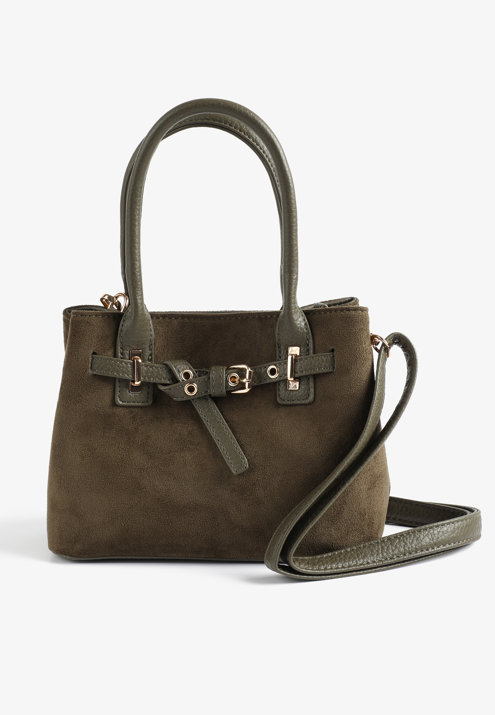 Mini Olive Microsuede Crossbody Bag, C186, large